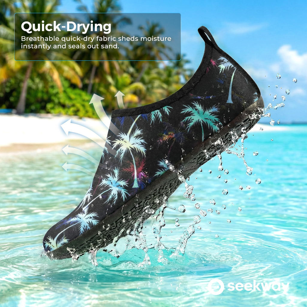 SEEKWAY Water Shoes Women Men Adult Quick-Dry Aqua Socks Barefoot Non Slip for Beach Swim River Pool Lake surf Black Size SK002