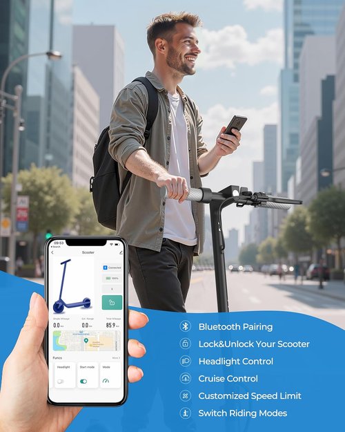 Joyhis Electric Scooter for Adults - Fast 19/22MPH, 15/22 Mile Range, 8.5"/10" Tires | Folding E-Scooter with Dual Suspension & App Control