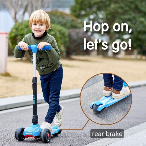 LOL-FUN Toddler Scooter for Kids Ages 3-12 Years Old Boy Girl - Bundle Blue & Yellow