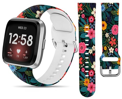 LNZLKING Sport Band Compatible with Versa 4/Versa 3/Sense 2, Elastic Replacement Wristbands Strap for Women & Men (Beautiful Floral)