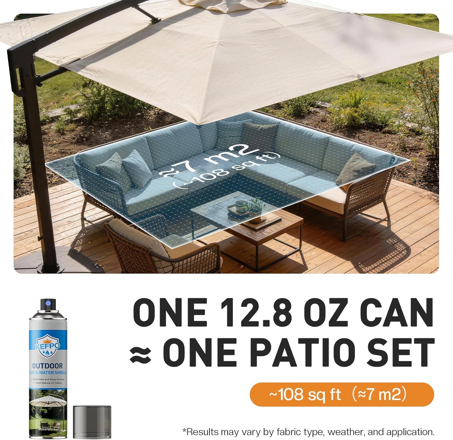 Outdoor Fabric Protector Spray - Waterproof & UV Protection for Patio Furniture | 12.8oz Long-Lasting Shield