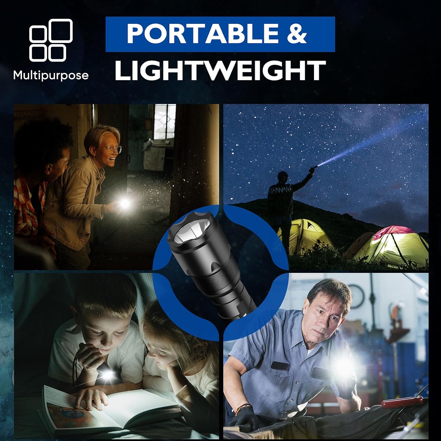 WINDFRIE LED Tactical Flashlights - 2 Pack Bright EDC Handheld Lights | Water-Resistant Portable Design