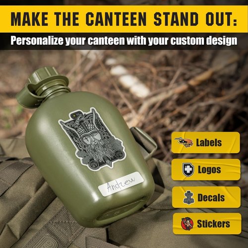 M-Tac Canteen Water Bottle - 1 Quart Water Canteen (34 Oz/1L) - Tactical Water Bottle for Military Hiking Camping Survival (Bottle & Cover Olive)