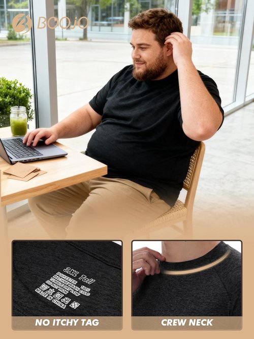 BOOJO Men's Big and Tall Shirts - Moisture-Wicking Short Sleeve Workout Tees (3XL-5XL)