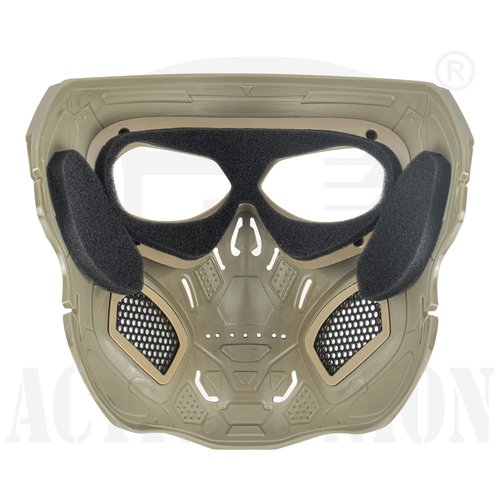 ACTIONUNION Airsoft Mask Full Face Skull Balaclava Face Mask Men Skeleton Mask Tactical Protective Paintball Mask Cosplay Costume (Tan)