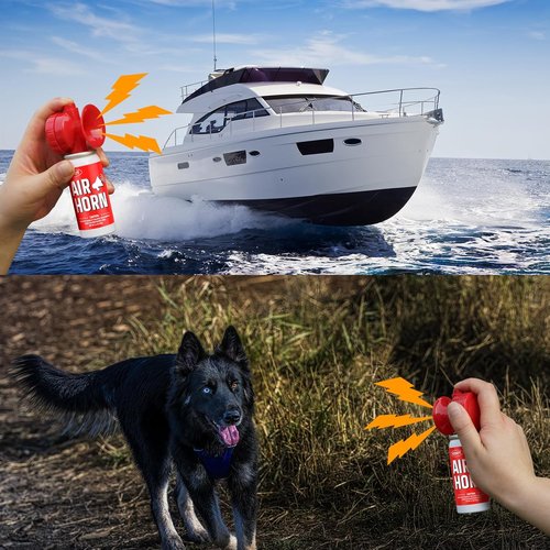 Air Horns - 1.4oz Safety Boat Horn | Powerful 120 dB Sound Heard from 1/2 Mile Away (Red, 2 Pack)