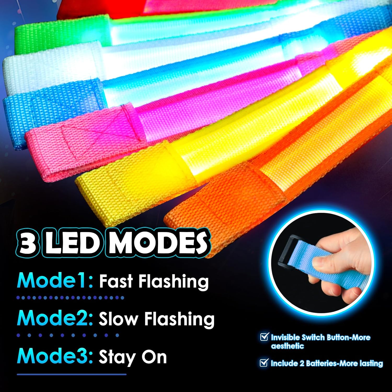 Skiennix 14 PCS LED Glow Bracelets - Light Up Bracelets for Kids & Adults | Perfect for Parties & Night Events