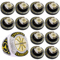 12 Pcs Basketball Championship Rings Basketball Ring Sport Ball Trophy Award Gift With Display Neck Chain and Stand for Tournament or League Champion Winner (12pcs gold basketball rings, size 8)