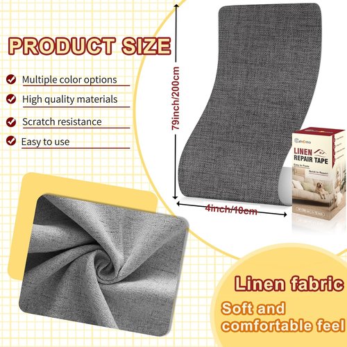 Linen Repair Tape - Self-Adhesive Fabric Patch Kit for Sofas, Chairs & Curtains | 4x79 Inch - Green