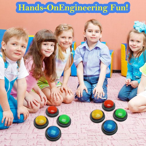 Buzzers Set of 4 | Trivia Game Answer Buzzers with Lights & Sound for Classroom Fun
