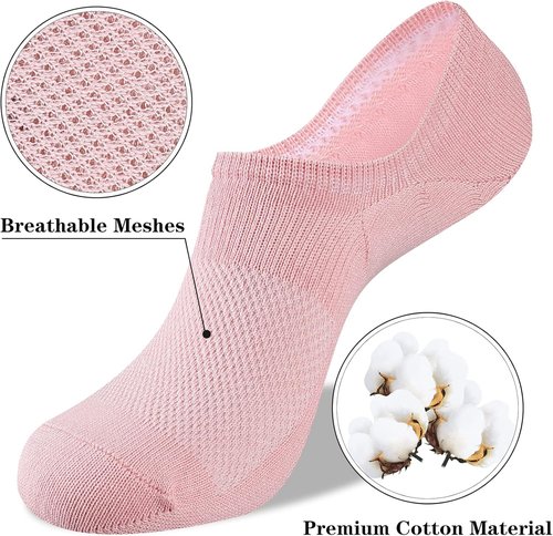 Heatuff No Show Socks - Women's Cotton Low Cut Non-Slip Casual Liner Socks | 6 Pairs