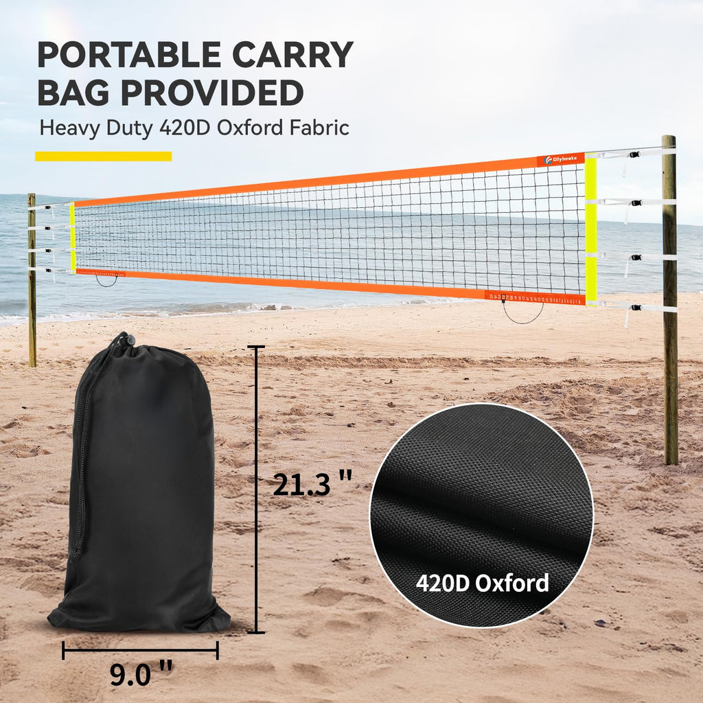 Professional Volleyball Net with Aircraft Steel Cable, Scoring Design - Anti-UV & Heavy Duty for Outdoor, Backyard, Pool, Schoolyard, Beach - Easy Set Up with Storage Bag