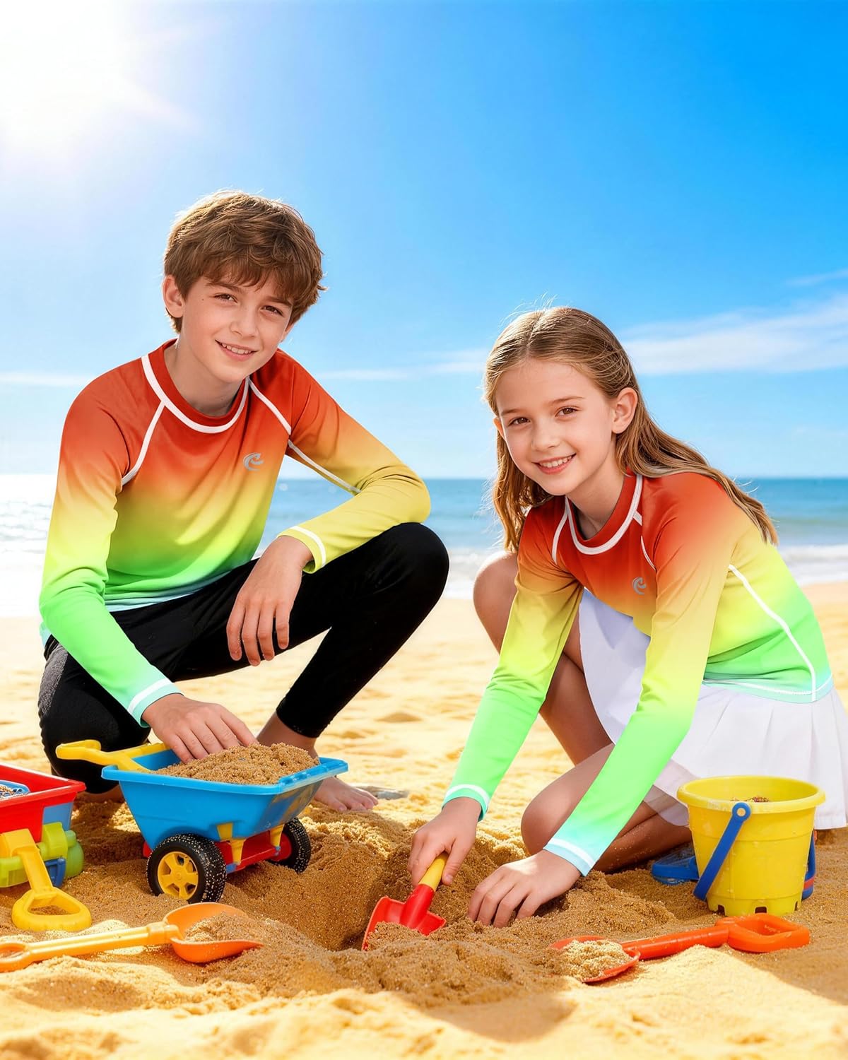 Skiennix Boys UPF 50+ Swim Shirt - Long Sleeve UV Sun Protection Rash Guard | Youth SPF Water Shirts