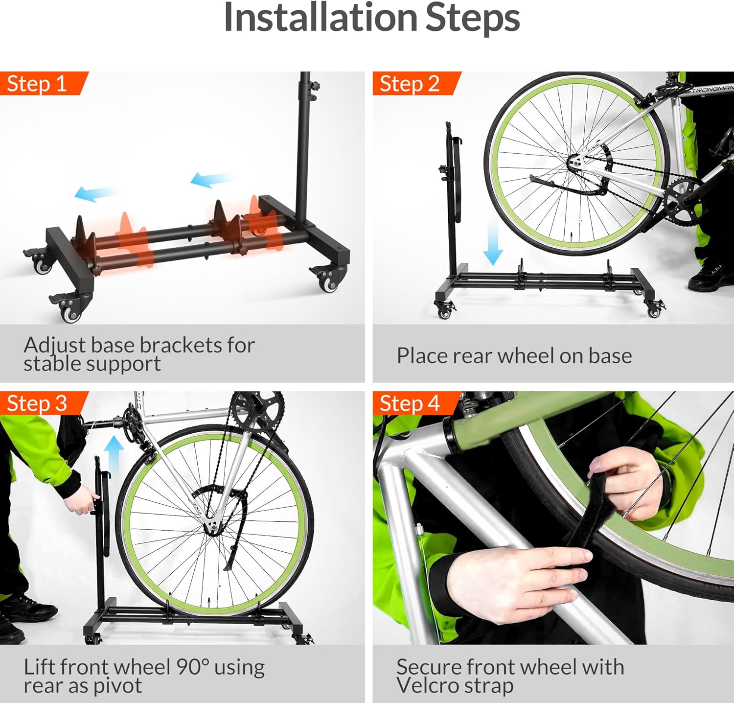 Sttoraboks Vertical Bike Stand, Freestanding Bike Rack Garage Storage Upright Bicycle Floor Stand Indoor Bike Holder with Adjustable Height for Garage & Apartment - for Wheels Sizes up to 29”