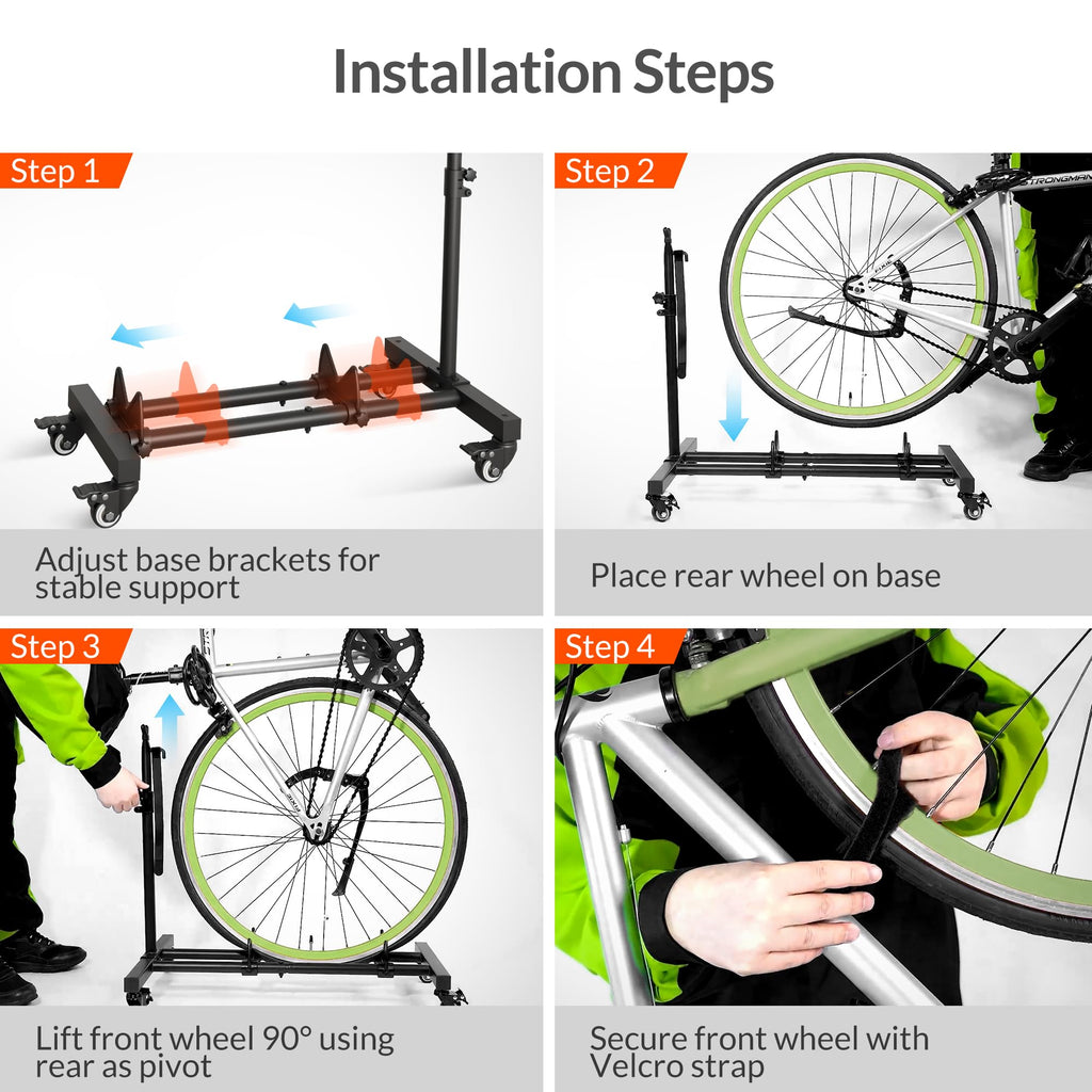 Sttoraboks Vertical Bike Stand, Freestanding Bike Rack Garage Storage Upright Bicycle Floor Stand Indoor Bike Holder with Adjustable Height for Garage & Apartment - for Wheels Sizes up to 29”