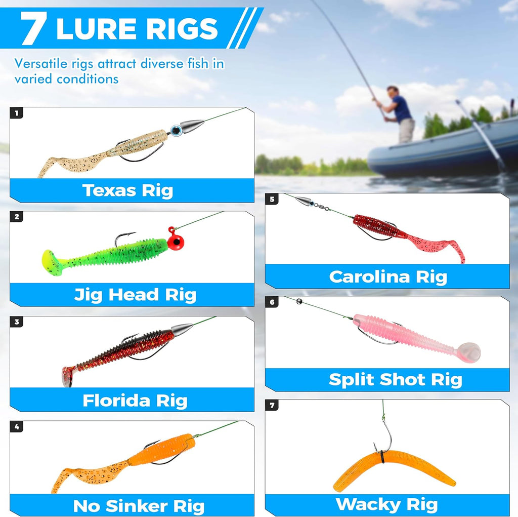 PLUSINNO Fishing Lures Kit - 137Pcs Tackle Box with Crankbaits, Hooks & Weights for Bass Fishing