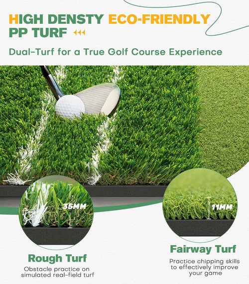 Premium Dual-Turf 5x4ft Golf Mat:Upgraded Golf Hitting Mat, Alignment & Angle of Approach Aid, Indoor/Outdoor Practice, Green,Ideal Golf Valentine's Day Gifts