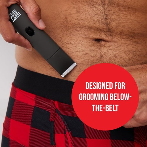 HAPPY NUTS Lumberjack 2.0 Men's Electric Body & Groin Hair Trimmer - Waterproof & Rechargeable Grooming Kit | Quiet Motor & Foil Shaver (Graphite)
