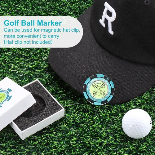 OlibaDu Golf Green Reader, Golf Ball Marker with High Precision Green Reading Aid, Poker Chip Style Bubble Level - Golf Accessories for Men