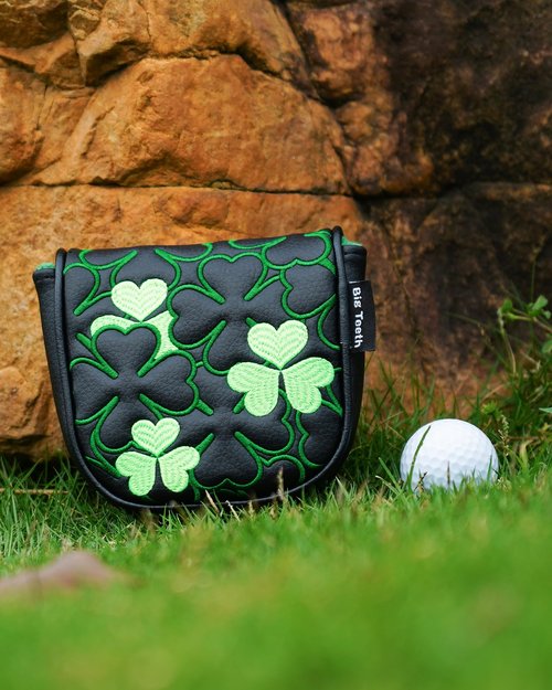 Big Teeth Golf Putter Covers Df3 Mallet Putter Headcover Magnetic Closure, Df3 Putter Cover Headcover Leather Mallet Putter Covers for Df3 Putter (Shamrock)