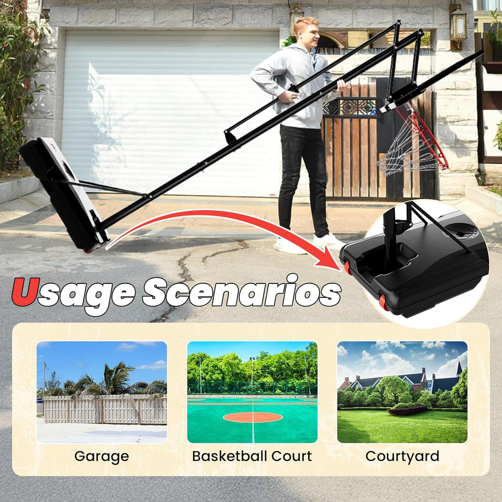ProBasket Basketball Hoop - 44 Inch Adjustable Backboard | Portable Goal System for Kids & Adults