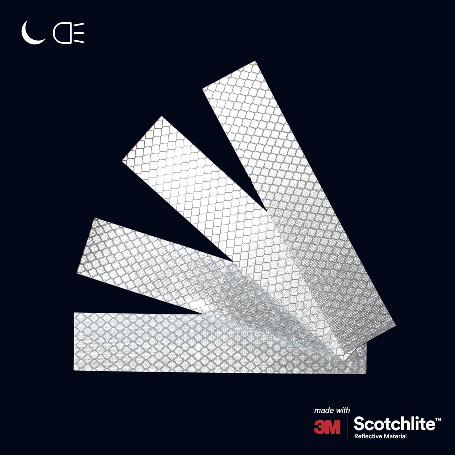 Salzmann Diamond Grade Reflective Stickers - Waterproof All-Weather 3M Material | 4-Pack, White