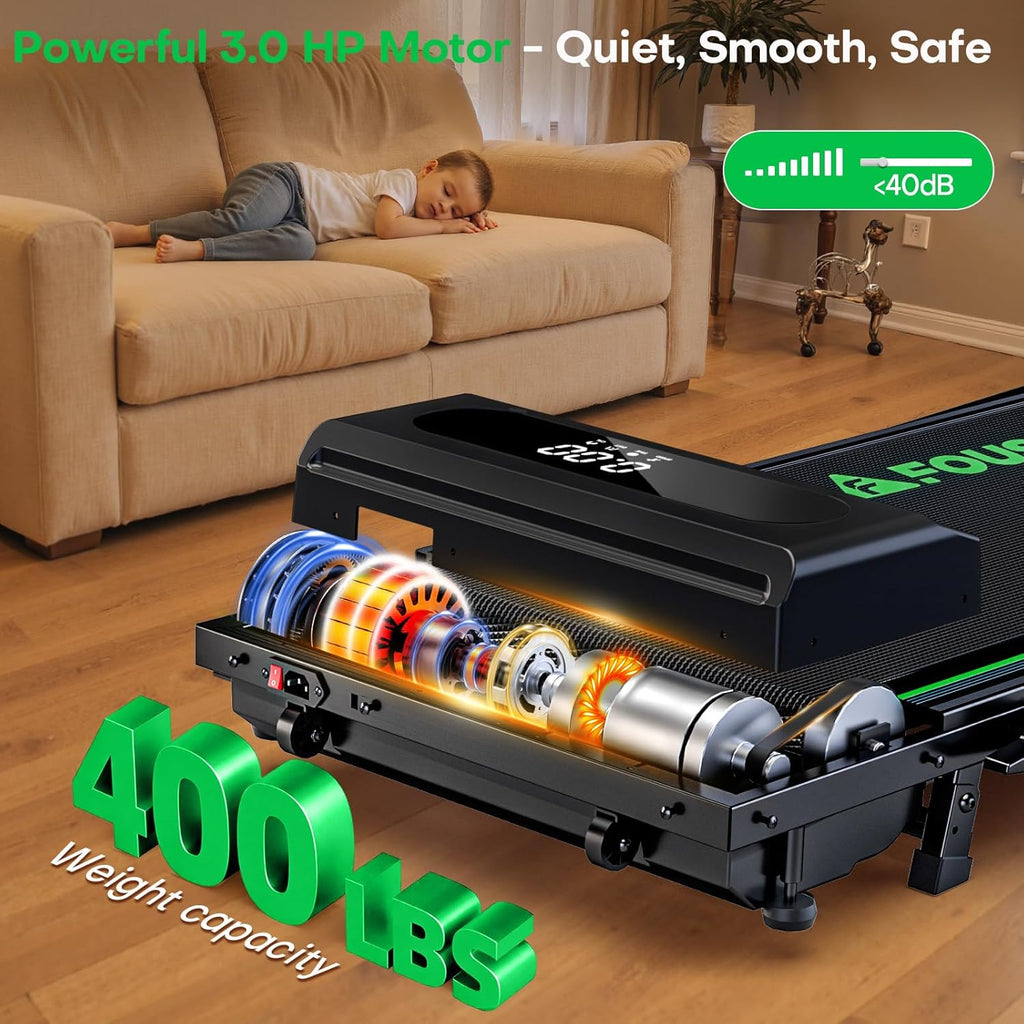 Walking Pad Treadmill - 6.2MPH Under Desk Walking Pad with 10% Incline | 350LBS Capacity, Remote Control