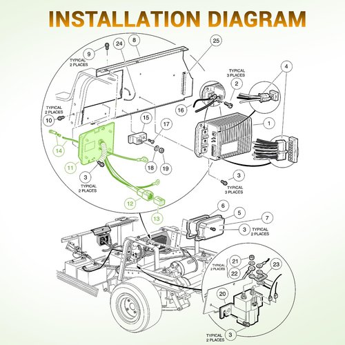 CLUBRALLY Golf Cart On Board Computer OBC with Square 6-Pin Plug Fits for Club Car DS Electric 48V Regen II IQ, OEM# 101909902, AM1229201, 102852001, 103359401, 103403101