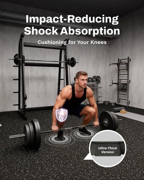 AIRHOP Exercise Equipment Mats - 0.79in Thick, 48 Sq Ft Interlocking Rubber Tiles | Black & White Gym Flooring