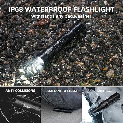 WUBEN L50 Flashlight 1200 High Lumens Tactical Flashlight Pocket Rechargeable Flashlight IP68 with 5 Mode Flash Light, LED Tail Switch Flash Light for Emergencie Camping Home Inspection Repair