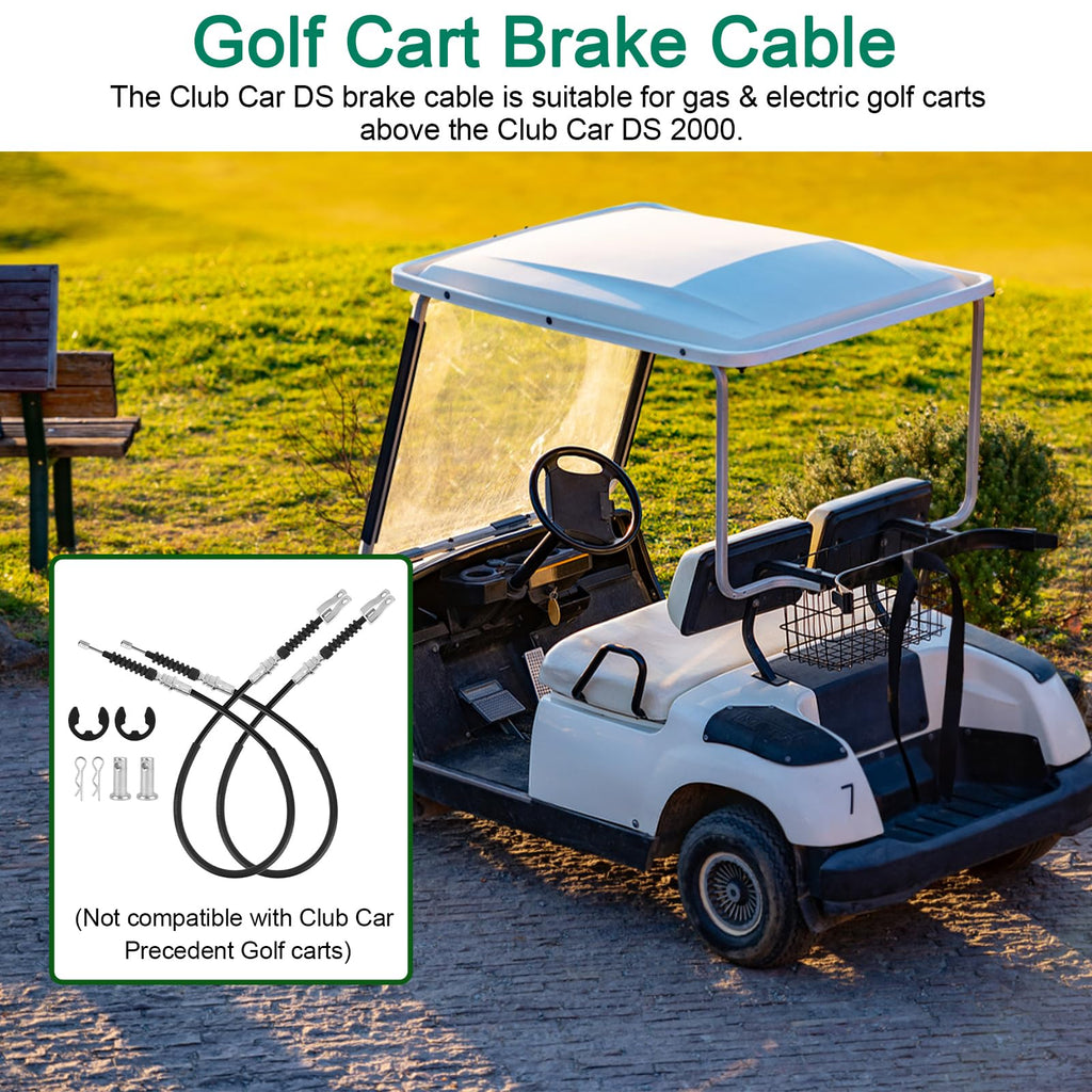 RO6G Replacement Club Car Ds Brake Cable 102022101 1020221-01 1019907 for 2000-Up Club Car Golf Cart Cable Stainless Steel Core Driver & Passenger Side Cables