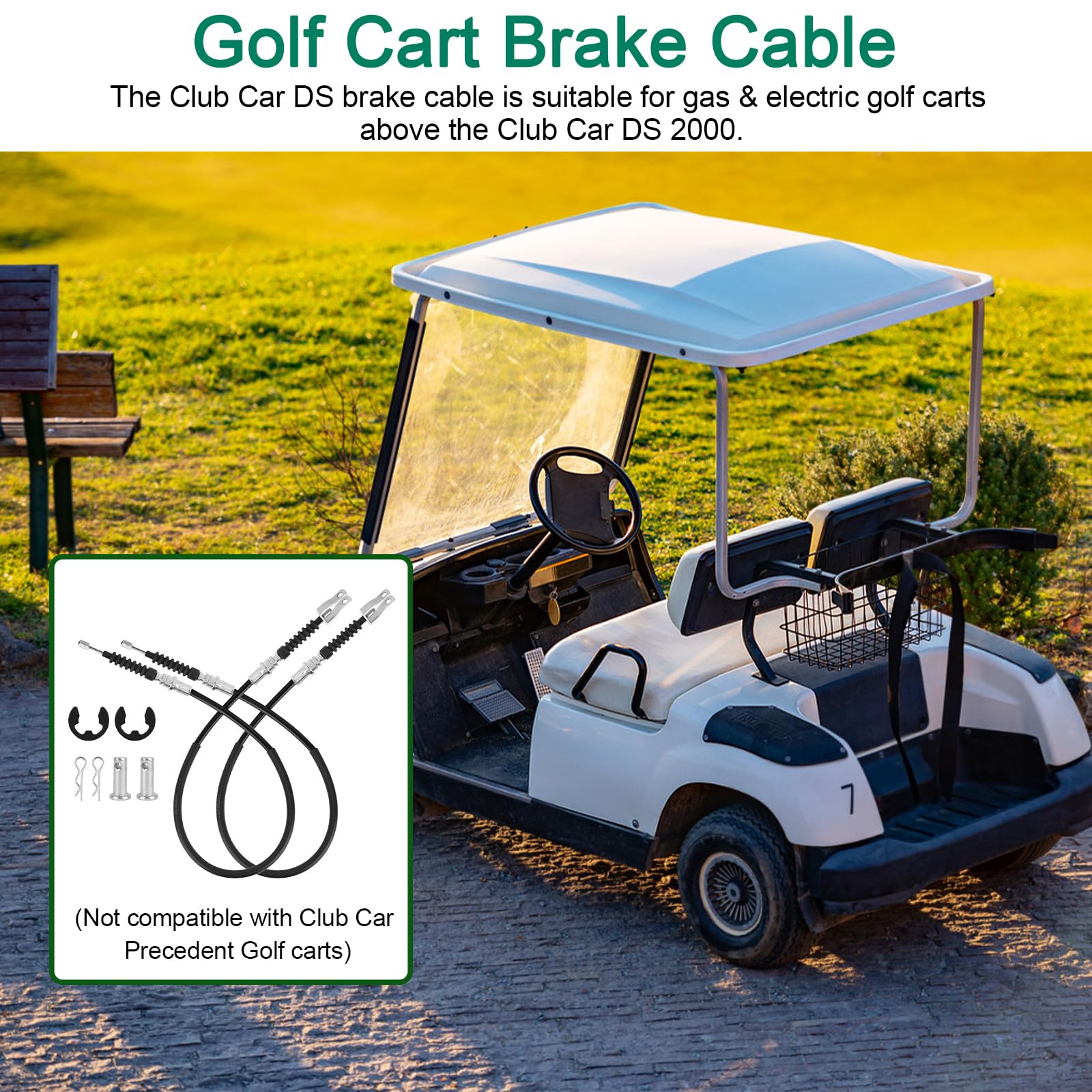 RO6G Replacement Club Car Ds Brake Cable 102022101 1020221-01 1019907 for 2000-Up Club Car Golf Cart Cable Stainless Steel Core Driver & Passenger Side Cables