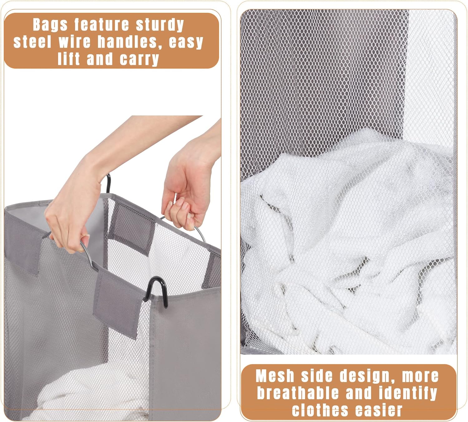 Storage Maniac 3-Section Laundry Sorter - Heavy-Duty Rolling Cart with Foldable Ironing Board | Dark Grey