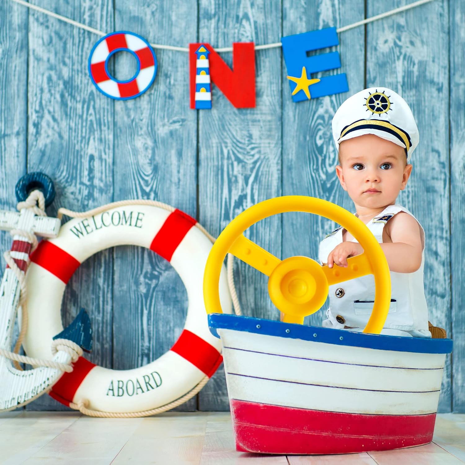 Skiennix Steering Wheel Playset - 2 Pack Plastic Pirate Ship Wheels for Kids | Outdoor Playground Fun (Purple, Yellow)