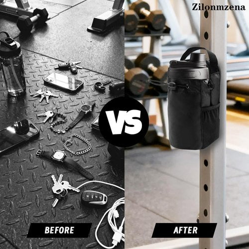 Zilonmzena Magnetic Gym Bag Water Bottle Carrier Holder with Phone Pockets & Shoulder Bag for Gym,Sports, Travel, Carry-on items