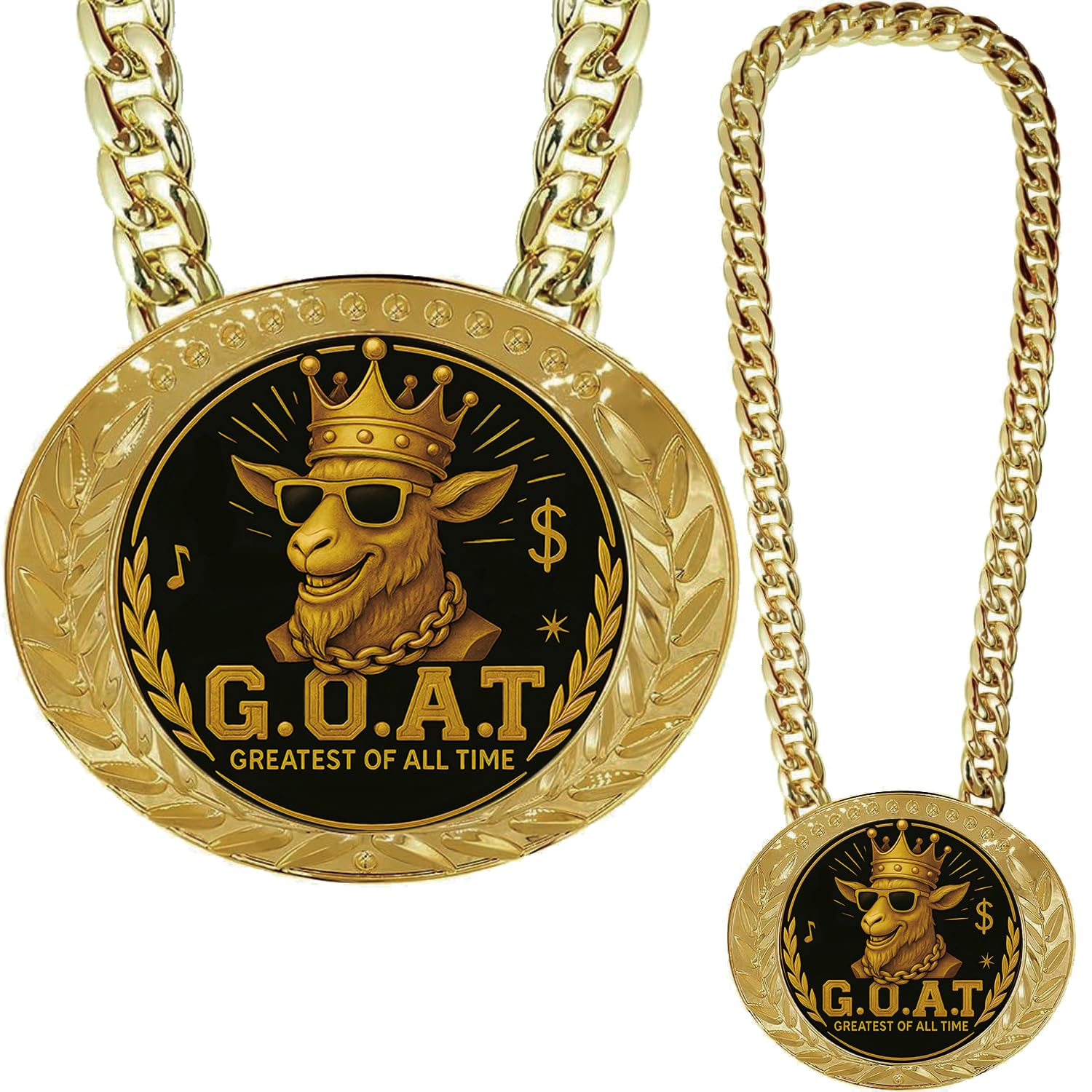 Bambluby 6" GOAT Medal Champion Chain – Sports Award Medal for Football, Soccer, Basketball, Funny Winner Trophy for Kids and Adults (G.O.A.T)