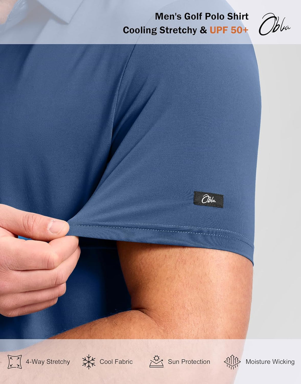 Obla Men's Golf Shirt - Short Sleeve Moisture-Wicking Performance Polo | Casual Athletic Fit