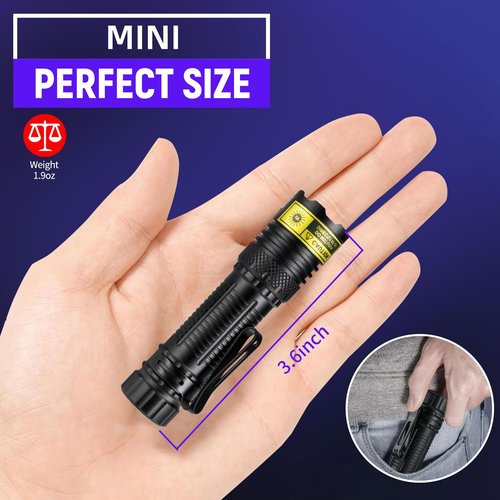 VMTENMV UV Flashlight USB Rechargeable 365nm Mini Blacklight, Wood's Lamp Portable Handheld Powerful LED UV Blacklight for Pet Urine,Rocks, Resin Curing