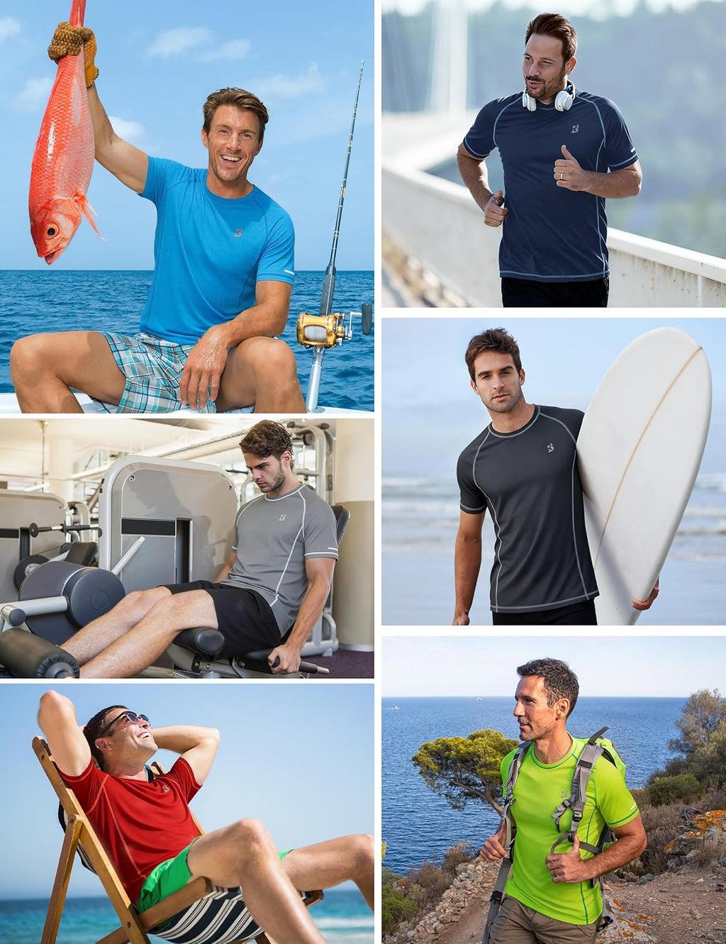 Roadbox Men's Swim Shirt - UPF 50+ Quick Dry Rash Guard for Beach & Surfing | UV Sun Protection T-Shirt