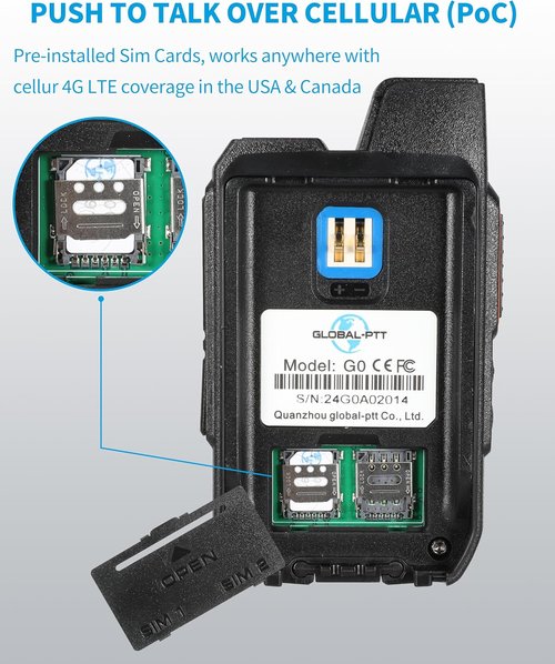 GlobalPTT 2-Pack Walkie Talkies - Rechargeable PTT Two-Way Radios with Unlimited Range | Long Range Communication
