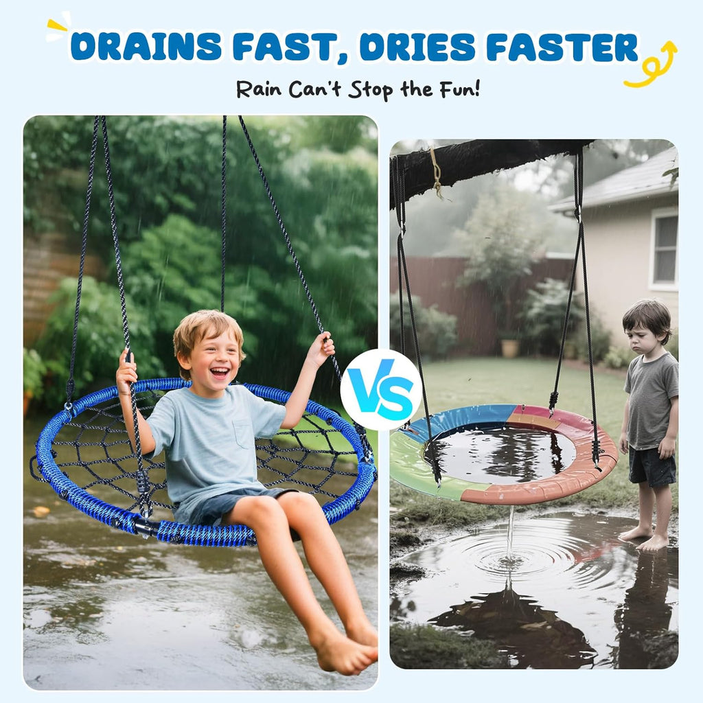 Trekassy 40" Spider Web Saucer Tree Swing - 750lbs Capacity, Durable Steel Frame, Blue Color