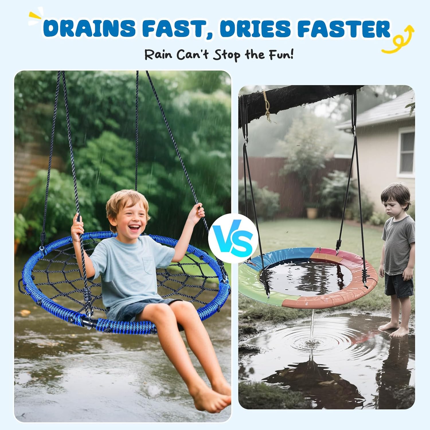 Trekassy 40" Spider Web Saucer Tree Swing - 750lbs Capacity, Durable Steel Frame, Blue Color