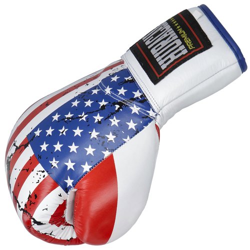 Genuine Leather Boxing Gloves – Special Edition USA Flag Design – Lace Up Training & Sparring Gloves – Muay Thai, Kickboxing & MMA – 14, 16 oz – Huracan Premium (US Flag, 14 oz)