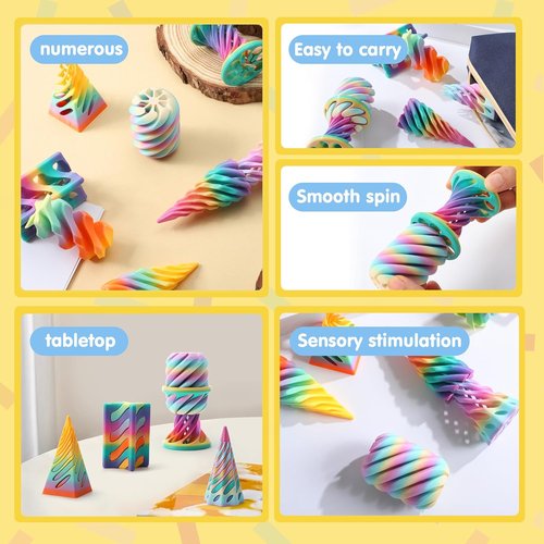 JOYIN 4 Pack Impossible Cone Fidget Toys - Pastel 3D Printed Spiral Design for Stress Relief | Perfect Gift for Kids & Adults