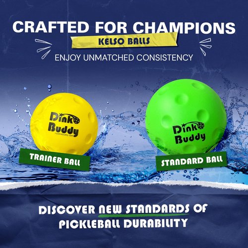Dink Buddy - Standard Kelso Pickleball, PU Foam Pickleball Balls for Reduced Noise, Enhances Hand-Eye Coordination, Indoor & Outdoor Use, 3-Pack 74-mm Lime Green Balls