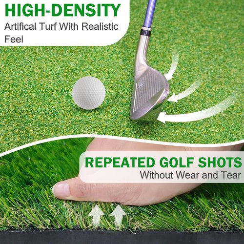 MONOJOY Golf Hitting Mat 5x4ft, Thick 31mm Artificial Turf Practice Mat with 6 Tees, Durable EVA Backing for Indoor | Outdoor Driving, Chipping & Swing Training