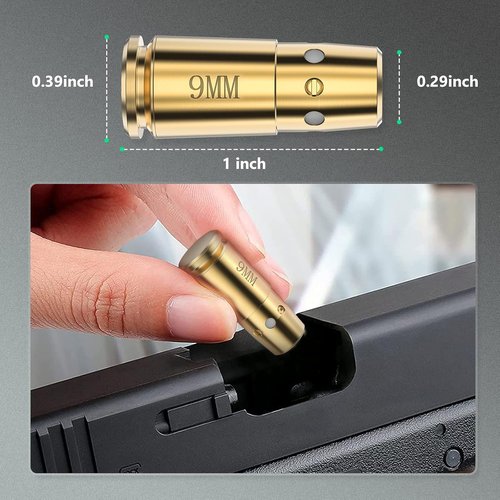 EZshoot 9mm Green Laser Boresighter - Accurate Sight Alignment with 12 Batteries Included