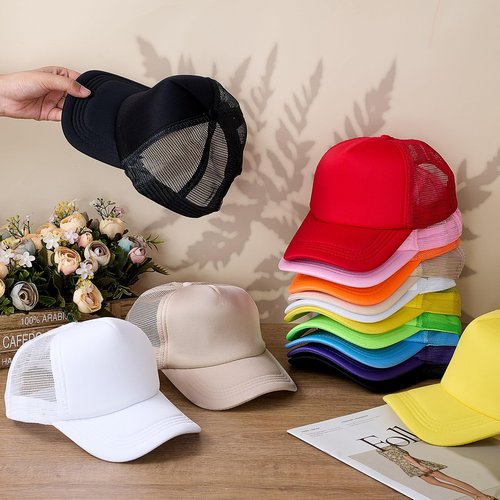 Hercicy 40 Pack Sublimation Blank Trucker Hat Bulk Baseball Cap Adjustable Mesh Unisex Polyester Hat Heat Transfer (Assorted Colors,Adult)