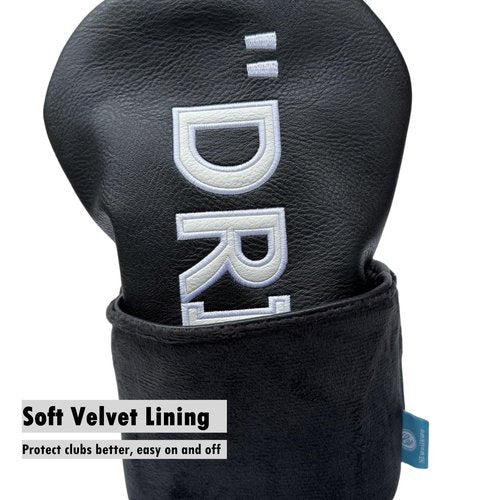 Golf Club Headcover 3 Wood Headcover Black n White Premium PU Leather Driver #3 Fairway Wood Hybrid Wood Head Cover Fits for All Brand (for hybrids)