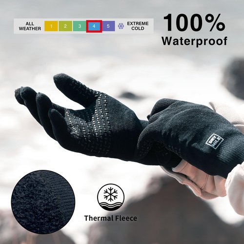 DRYMILE Alpine Waterproof Dexterity Gloves –Thermal Fleece Gloves for Men & Women – Touchscreen & Non-Slip Grip – Hiking, Skiing, Cycling, Fishing & Hunting – Large, Black